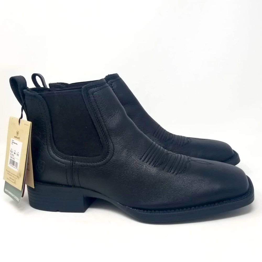 Ariat Men’s Booker Ultra Western Black Leather Ankle Boots Size 10.5 Wide